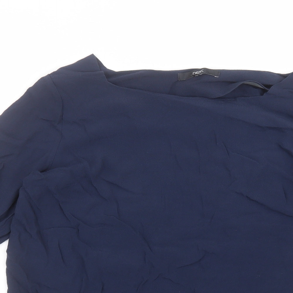 NEXT Womens Blue  Viscose Basic T-Shirt Size 14 Round Neck