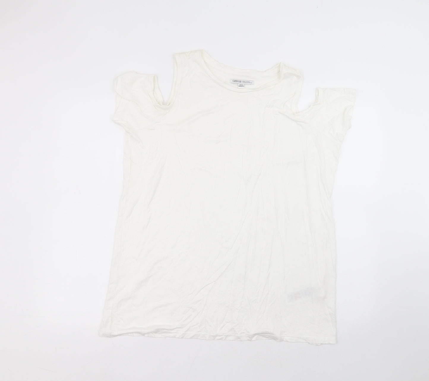 capsule  Womens White  Viscose Basic T-Shirt Size 18 Round Neck