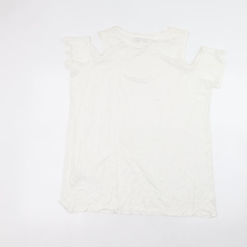 capsule  Womens White  Viscose Basic T-Shirt Size 18 Round Neck
