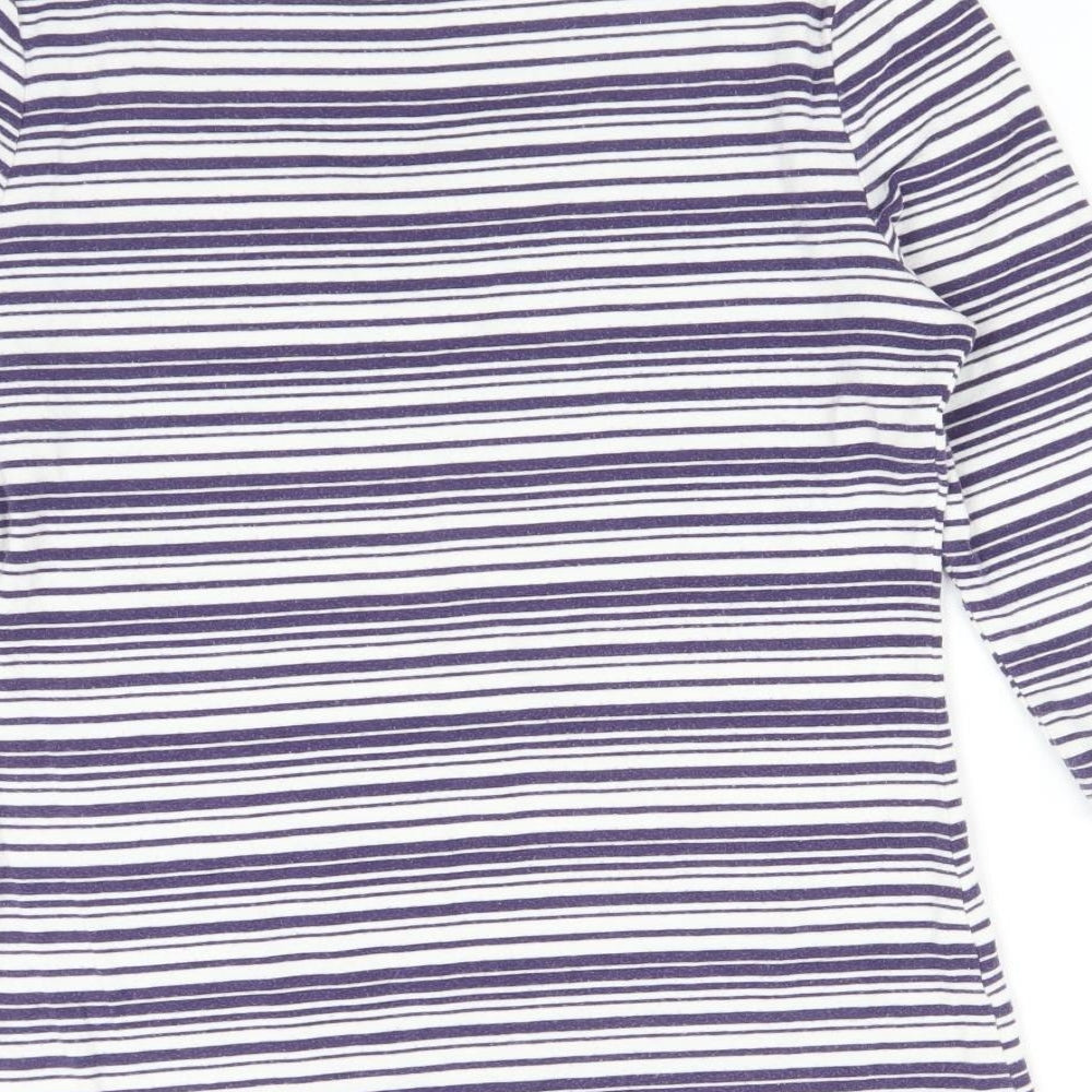 TABITHA WEBB Womens Multicoloured Striped Cotton Basic T-Shirt Size M Boat Neck