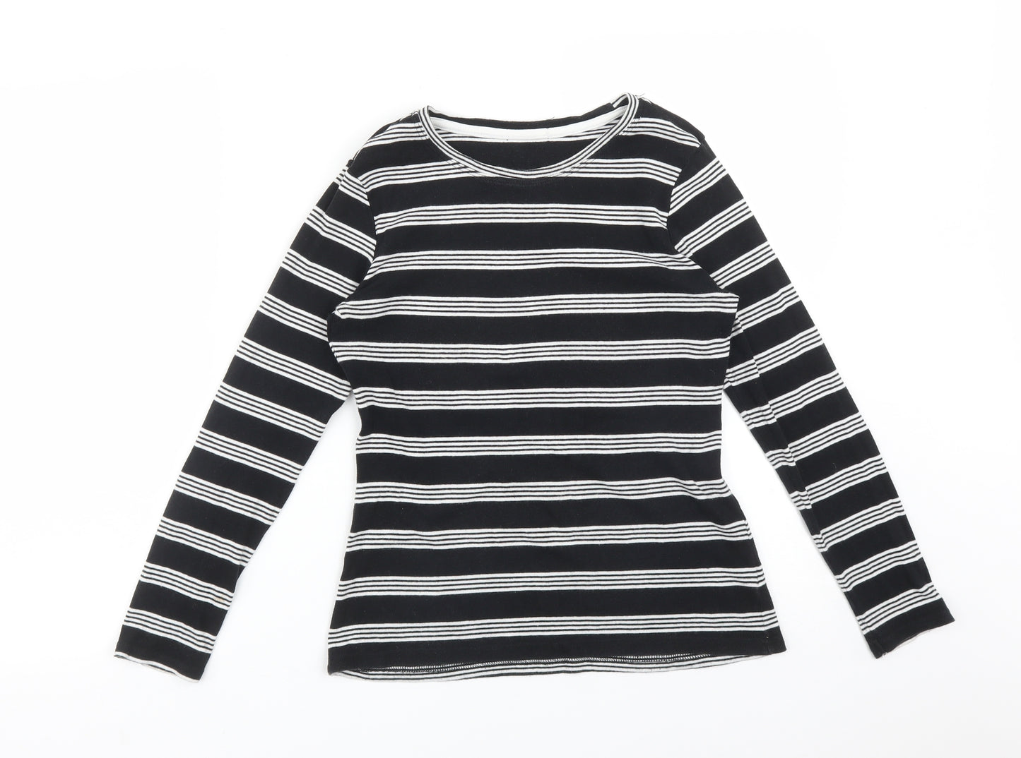 PEP&CO Womens Multicoloured Striped Cotton Basic T-Shirt Size 8 Round Neck