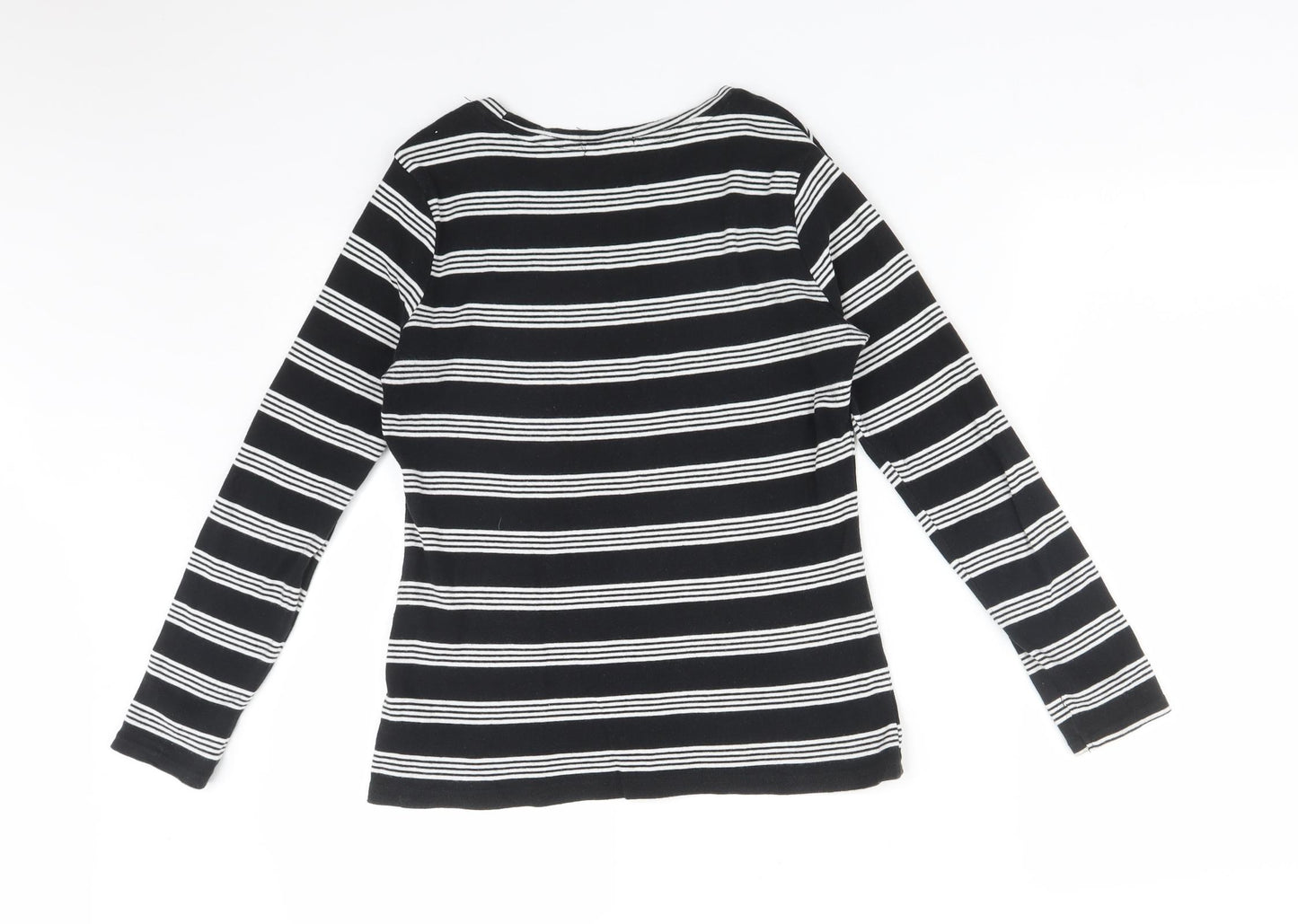 PEP&CO Womens Multicoloured Striped Cotton Basic T-Shirt Size 8 Round Neck