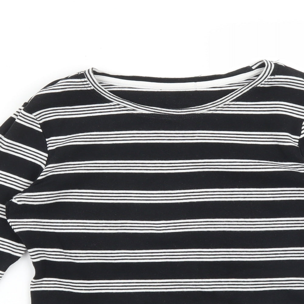 PEP&CO Womens Multicoloured Striped Cotton Basic T-Shirt Size 8 Round Neck