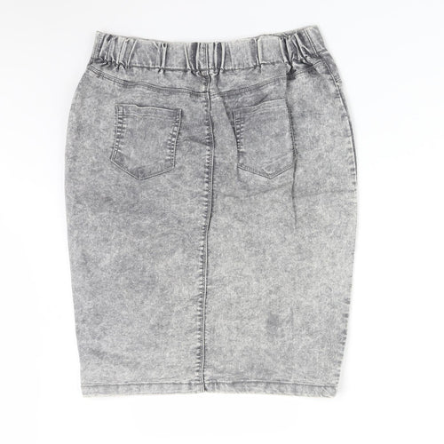 Papaya Womens Grey  Cotton Straight & Pencil Skirt Size 16