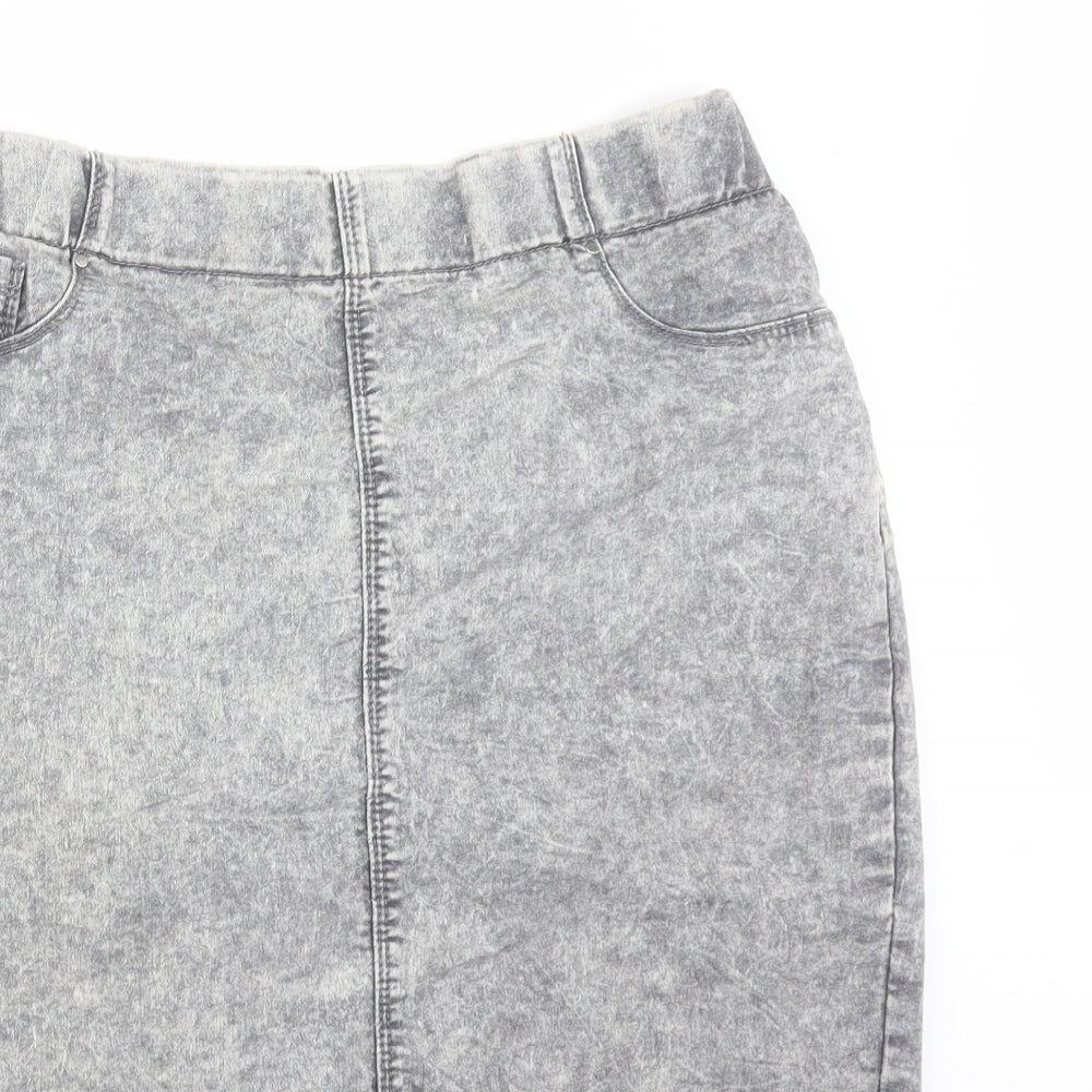 Papaya Womens Grey  Cotton Straight & Pencil Skirt Size 16