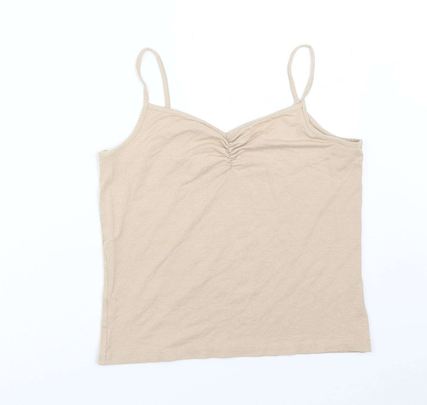 AMARANTO Womens Beige  Viscose Camisole T-Shirt Size 18 V-Neck