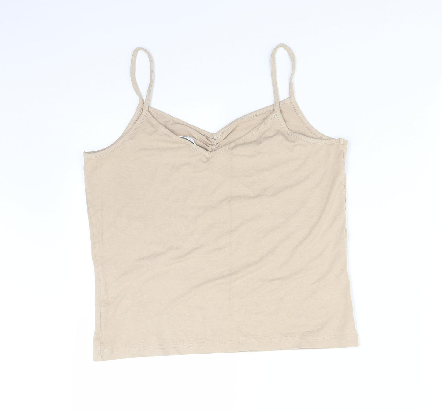 AMARANTO Womens Beige  Viscose Camisole T-Shirt Size 18 V-Neck