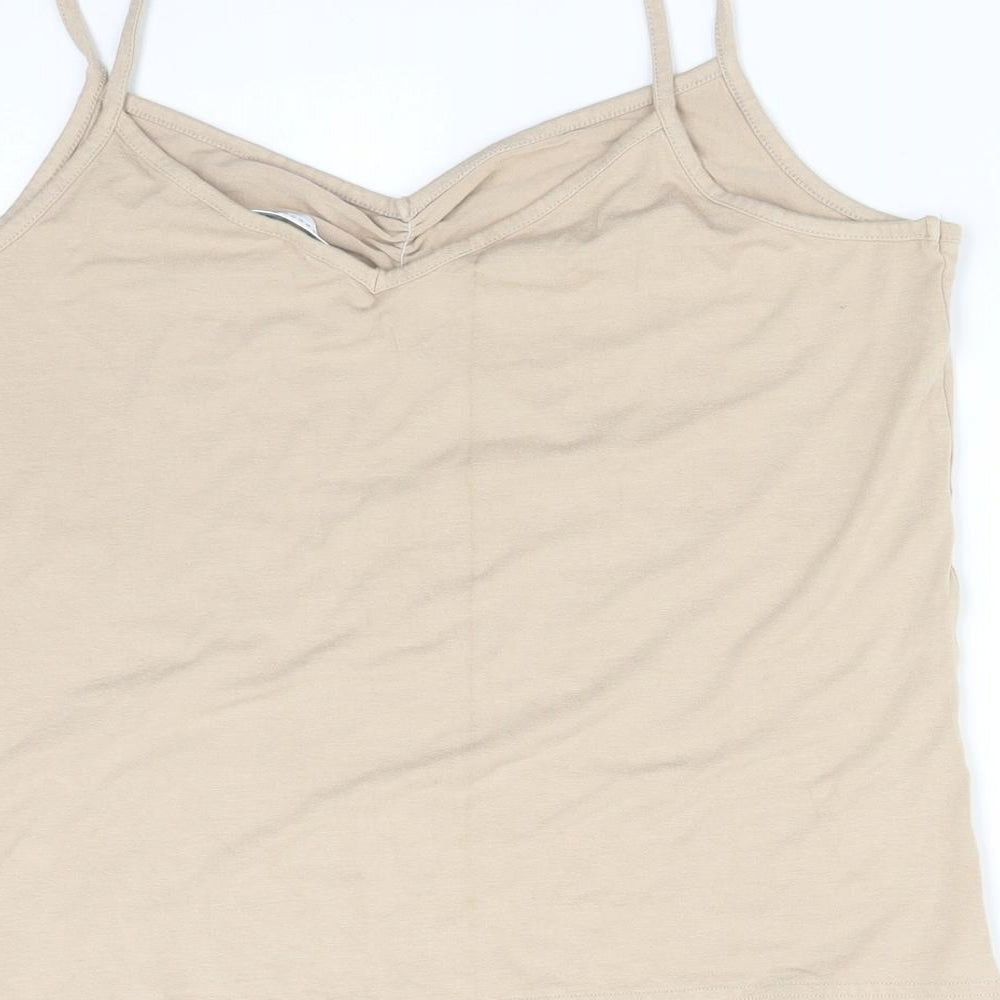 AMARANTO Womens Beige  Viscose Camisole T-Shirt Size 18 V-Neck