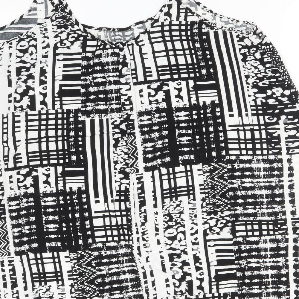 Papaya Womens Multicoloured Geometric Viscose Basic T-Shirt Size L Round Neck