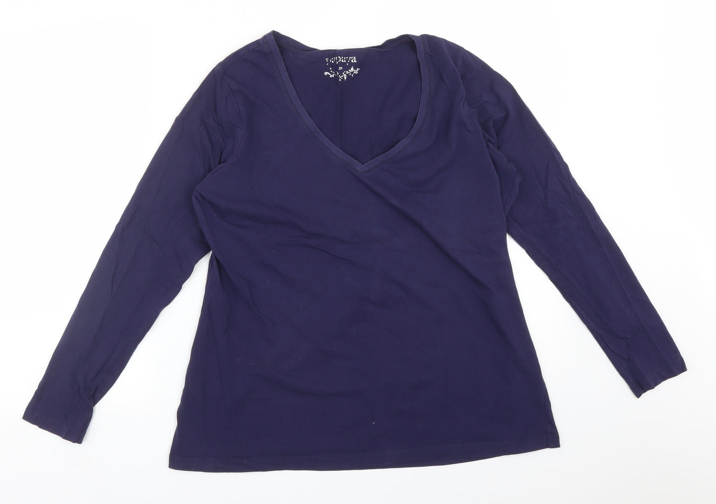 Papaya Womens Blue  Cotton Basic T-Shirt Size 22 V-Neck