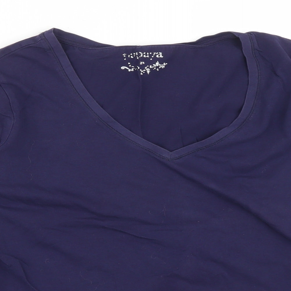 Papaya Womens Blue  Cotton Basic T-Shirt Size 22 V-Neck