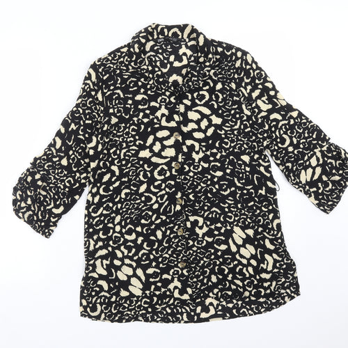 Zara Womens Multicoloured Animal Print Viscose Basic Button-Up Size XS Collared