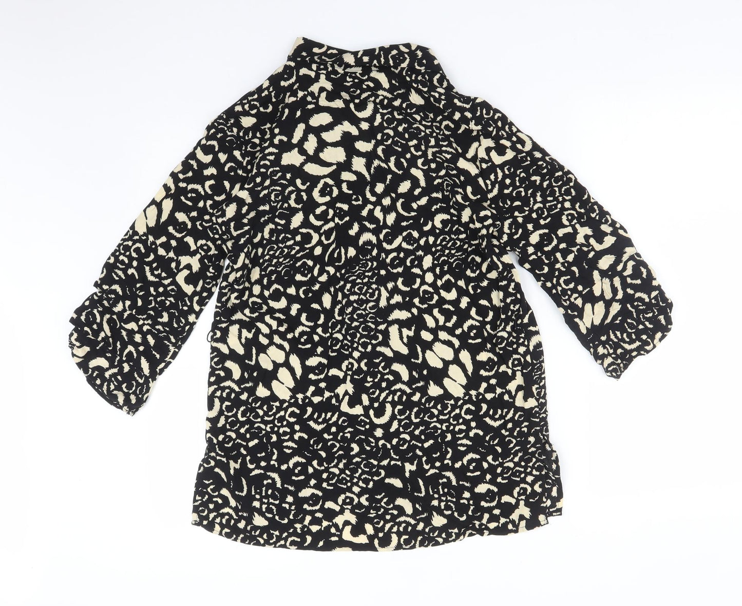 Zara Womens Multicoloured Animal Print Viscose Basic Button-Up Size XS Collared