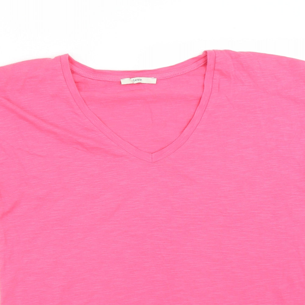 George Womens Pink  Cotton Basic T-Shirt Size 10 V-Neck