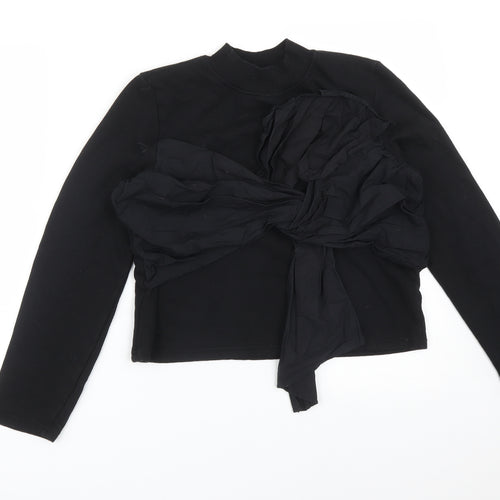 Zara Womens Black  Cotton Pullover Sweatshirt Size S