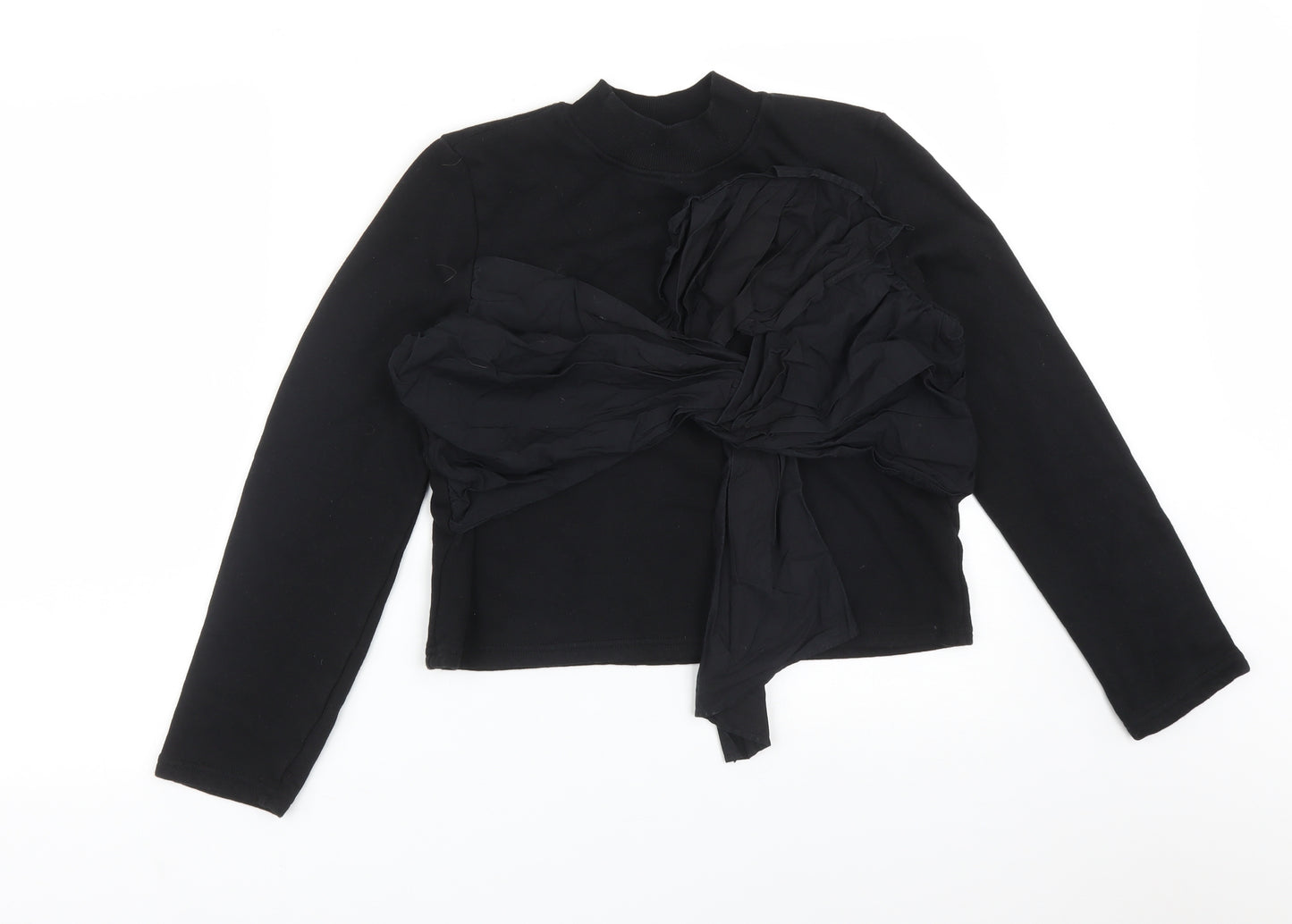 Zara Womens Black  Cotton Pullover Sweatshirt Size S