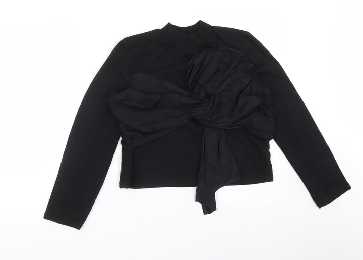 Zara Womens Black  Cotton Pullover Sweatshirt Size S