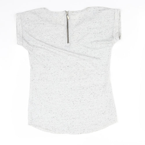 Select Womens Grey  Polyester Basic T-Shirt Size 6 V-Neck