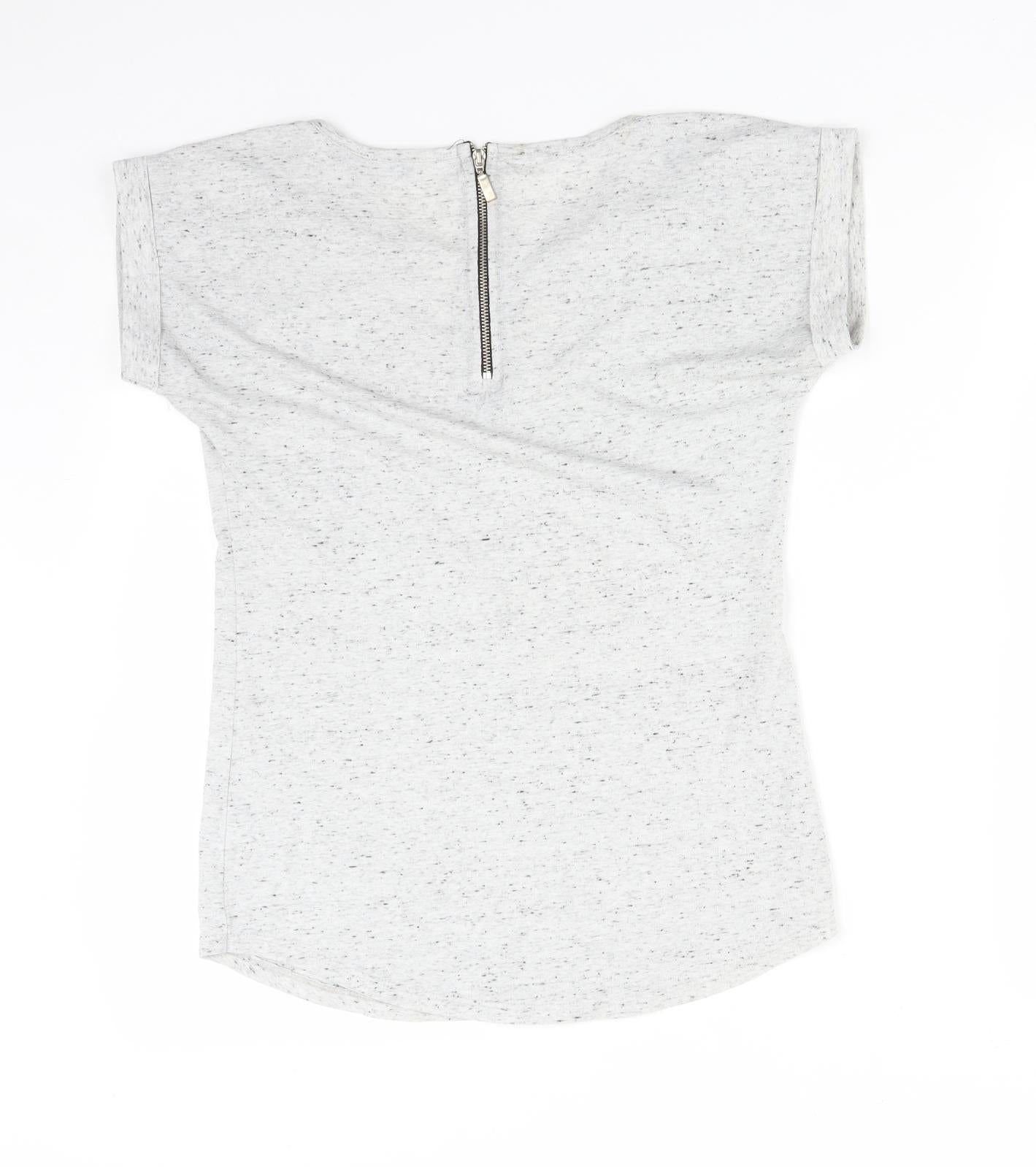 Select Womens Grey  Polyester Basic T-Shirt Size 6 V-Neck