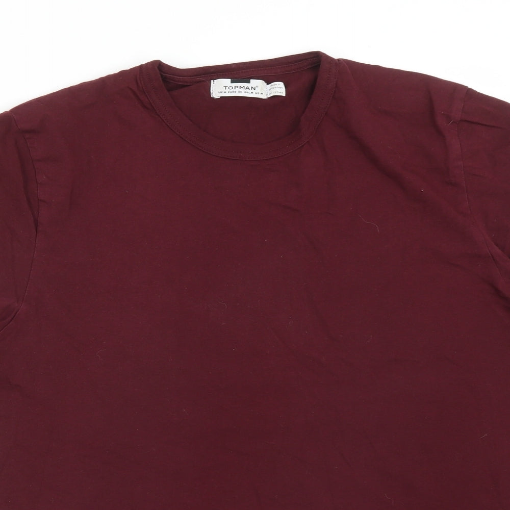 Topman Mens Red  Cotton  T-Shirt Size M Crew Neck