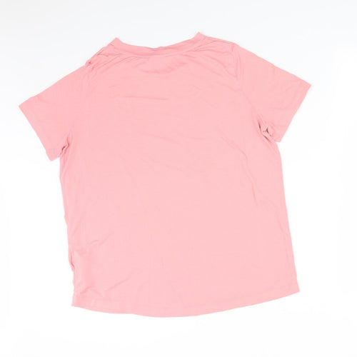 Nike Womens Pink  Polyester Basic T-Shirt Size L Crew Neck - NIKE TICK