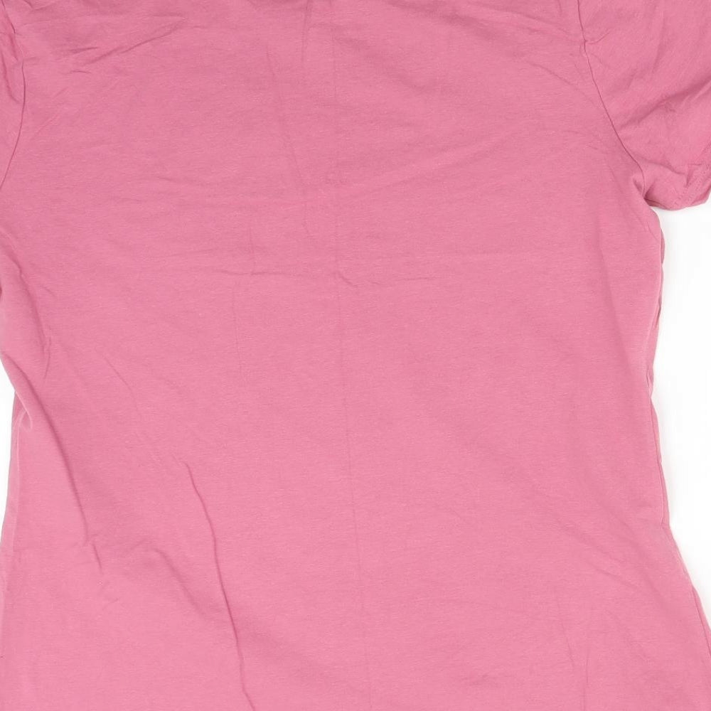 SF WOMEN Womens Pink  Cotton Basic T-Shirt Size XL Round Neck - #STAYNELSON