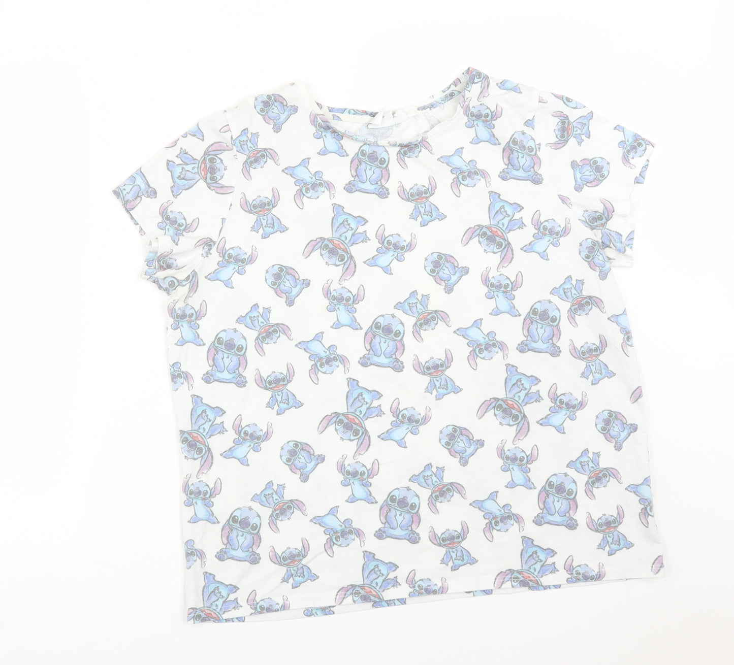 Disney Womens Multicoloured Animal Print Cotton Basic T-Shirt Size 16 Round Neck - STITCH