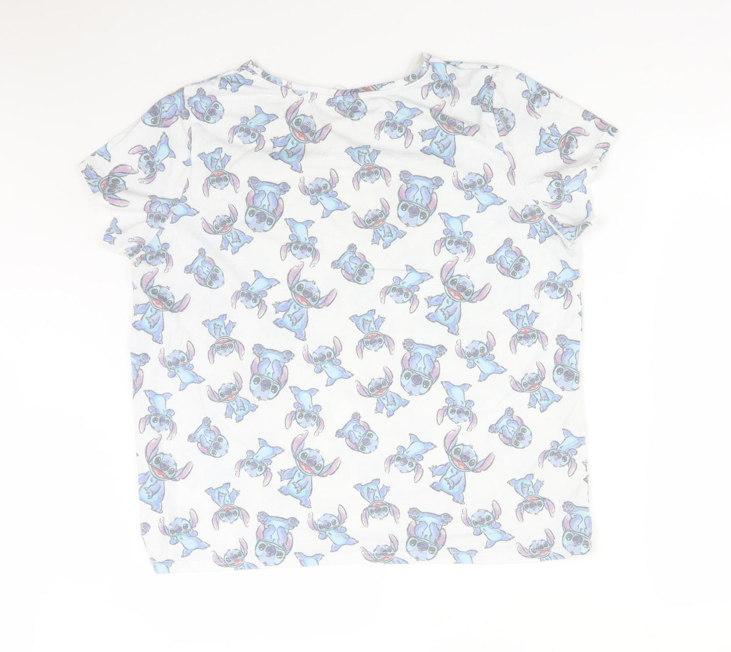 Disney Womens Multicoloured Animal Print Cotton Basic T-Shirt Size 16 Round Neck - STITCH