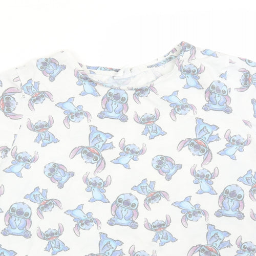 Disney Womens Multicoloured Animal Print Cotton Basic T-Shirt Size 16 Round Neck - STITCH