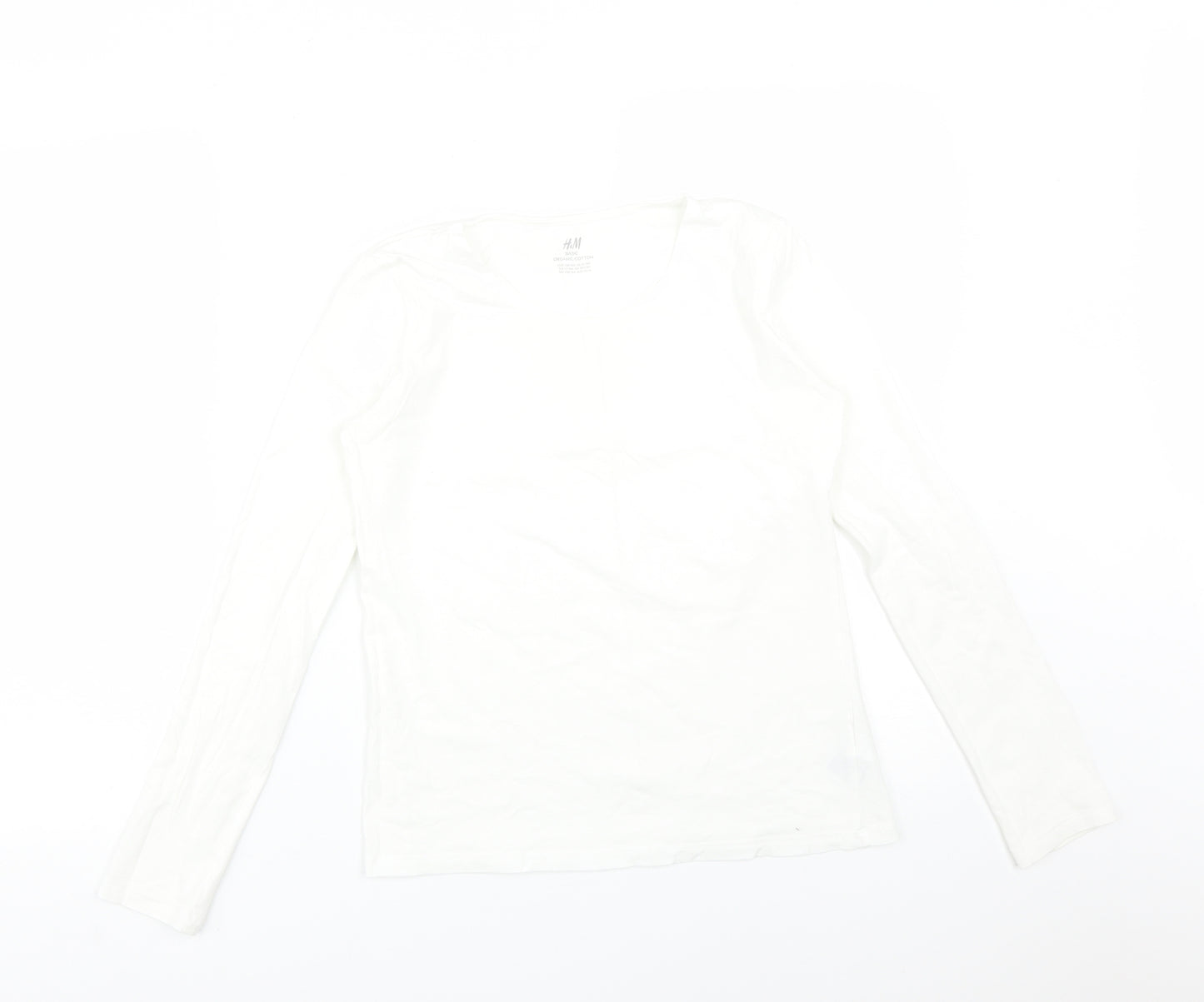 H&M Girls White  Cotton Basic T-Shirt Size 13-14 Years Round Neck
