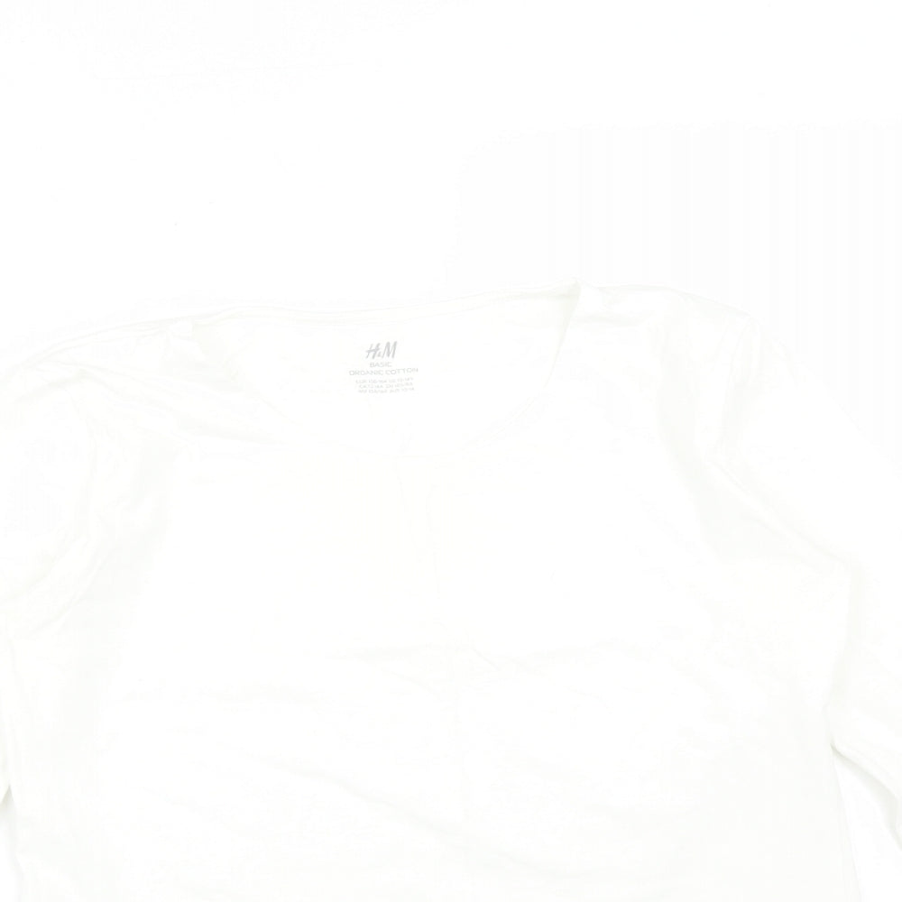 H&M Girls White  Cotton Basic T-Shirt Size 13-14 Years Round Neck