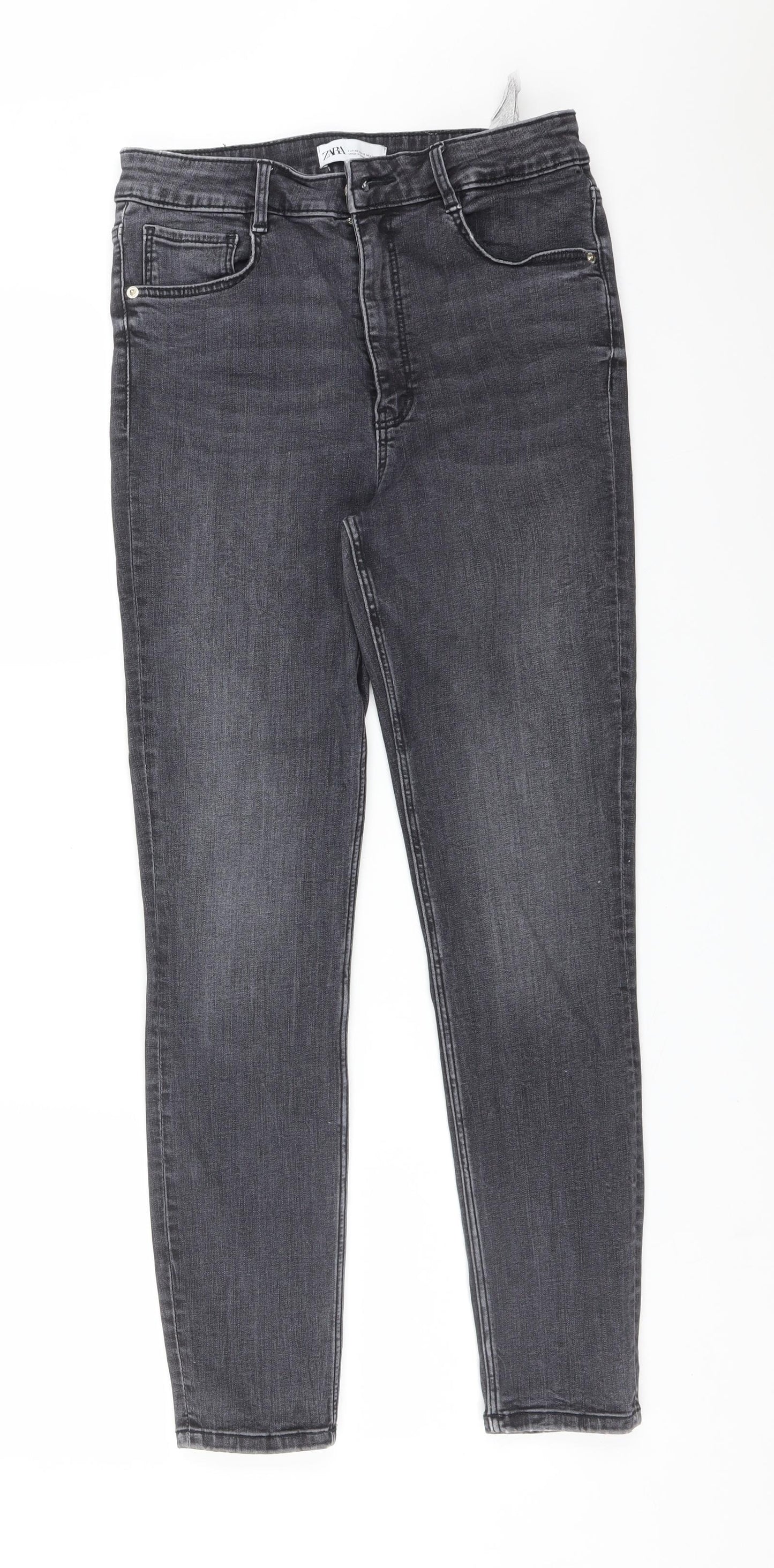 Zara Womens Black  Cotton Skinny Jeans Size 12 L27 in Regular