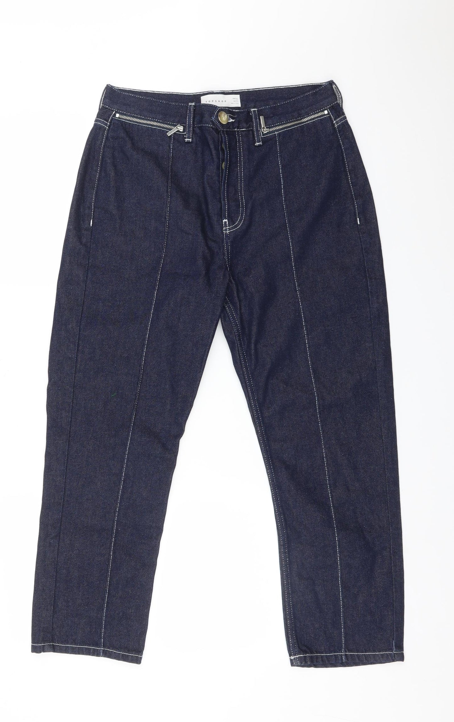 Topshop Womens Blue  Cotton Straight Jeans Size 30 L30 in Regular
