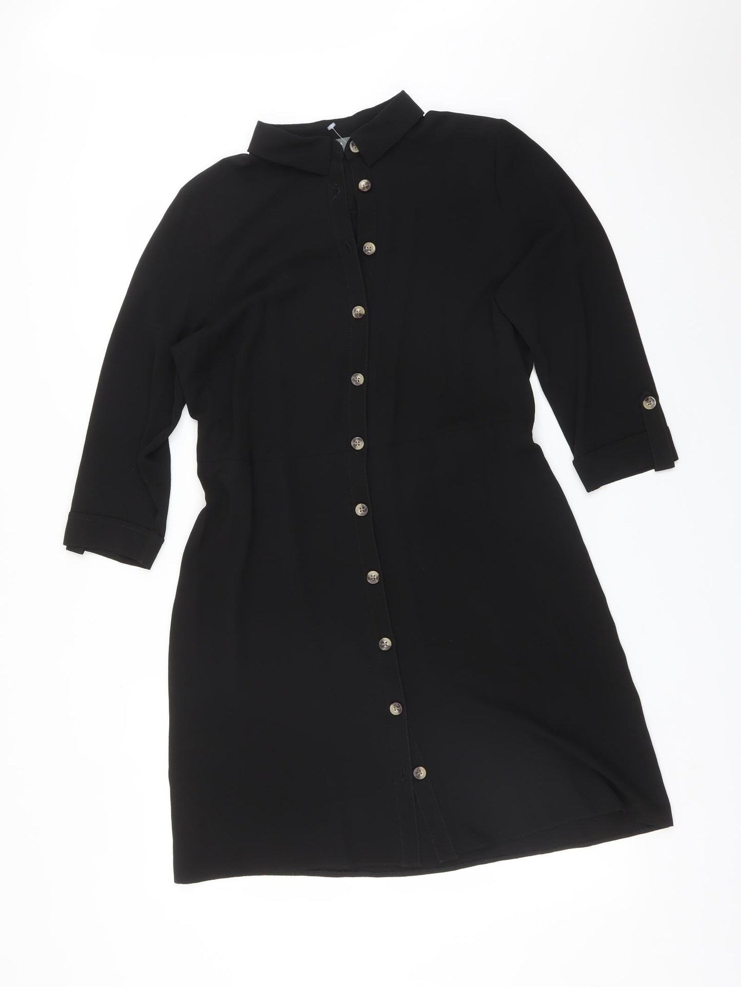 Papaya Womens Black  Polyester Shirt Dress  Size 12  Collared