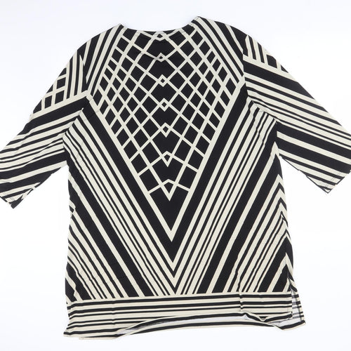Wallis Womens Multicoloured Geometric Viscose Basic T-Shirt Size XL Round Neck