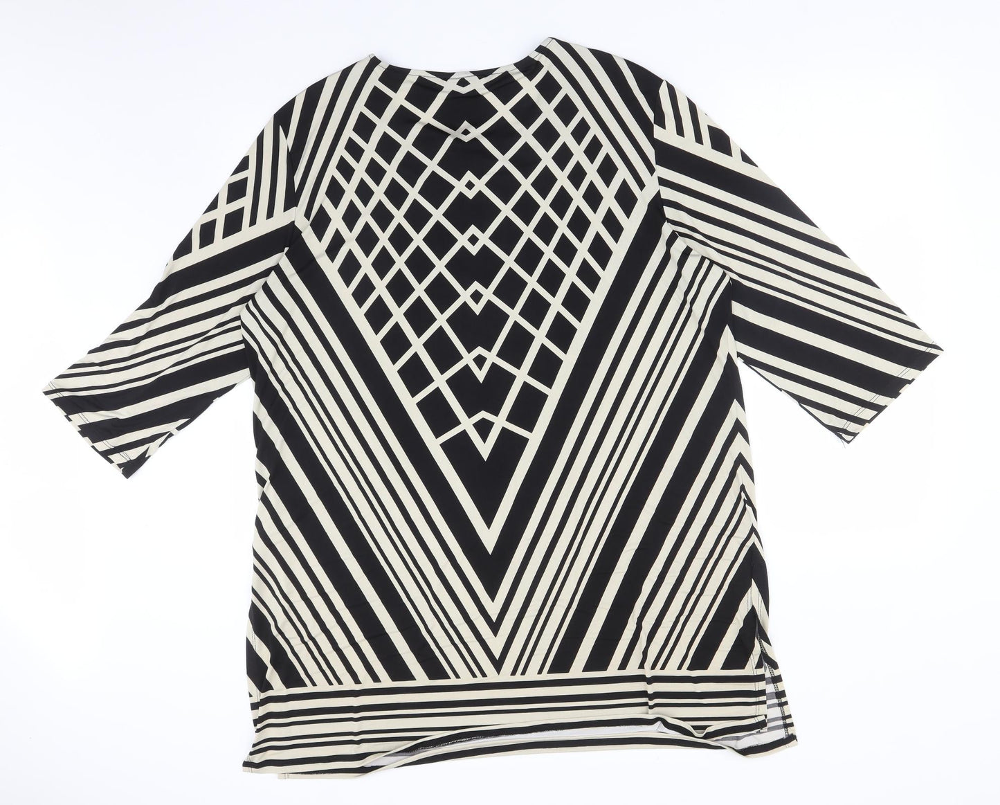 Wallis Womens Multicoloured Geometric Viscose Basic T-Shirt Size XL Round Neck