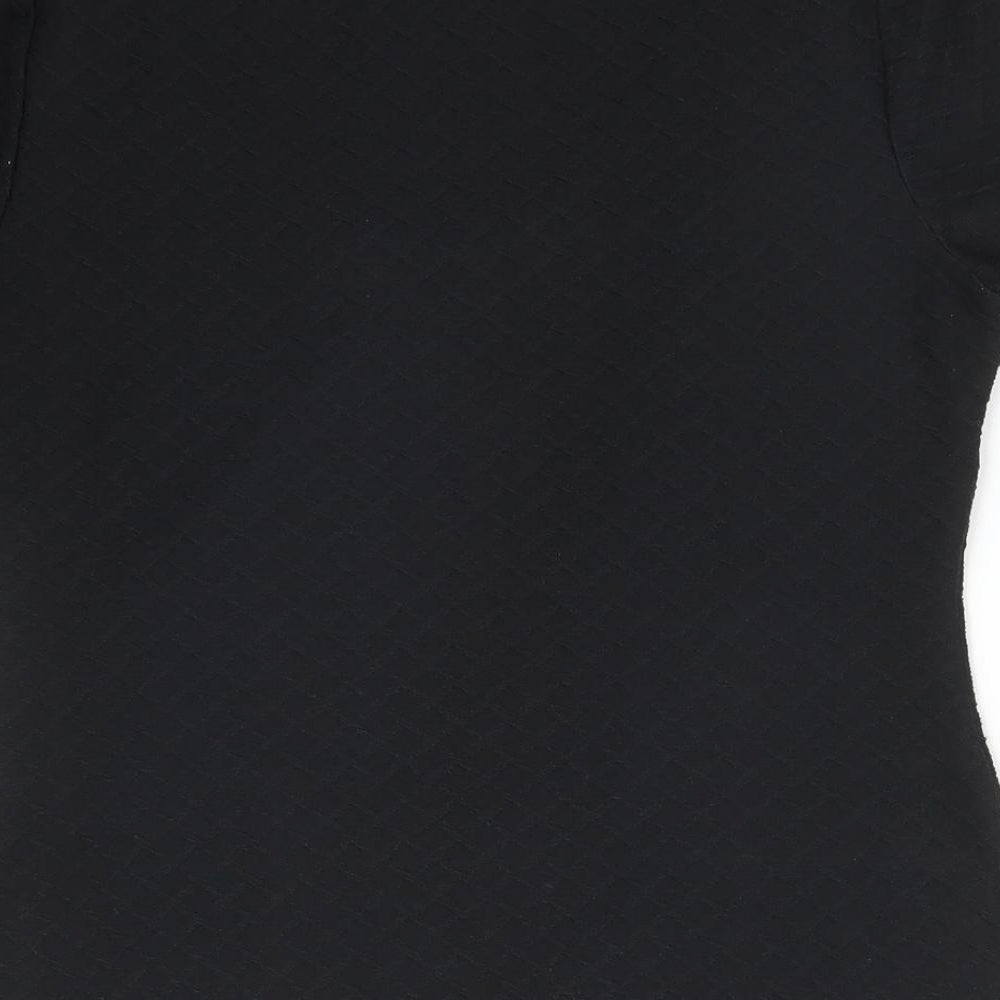 Jacques Vert Womens Black Argyle/Diamond  Basic T-Shirt Size S V-Neck