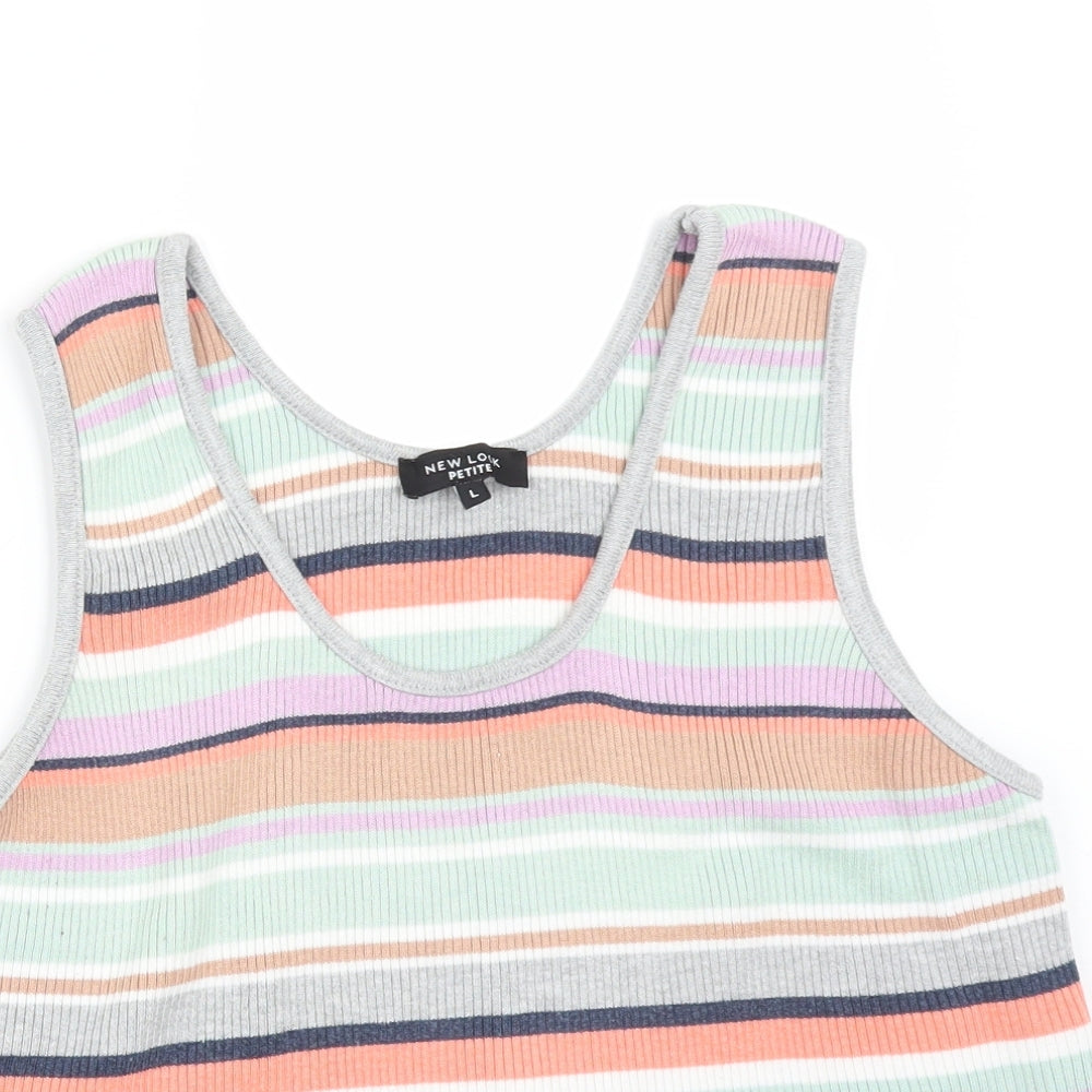 New Look Womens Multicoloured Striped  Basic Tank Size L Round Neck