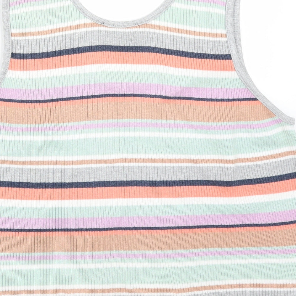 New Look Womens Multicoloured Striped  Basic Tank Size L Round Neck