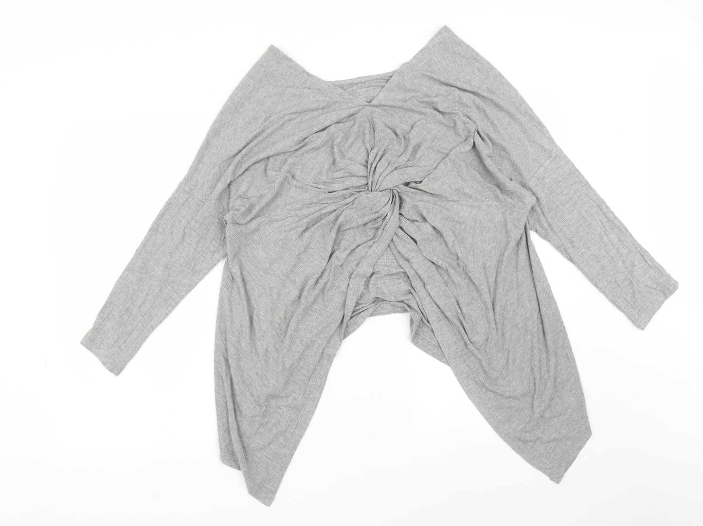 Preworn Womens Grey Striped Viscose Basic T-Shirt Size XL V-Neck
