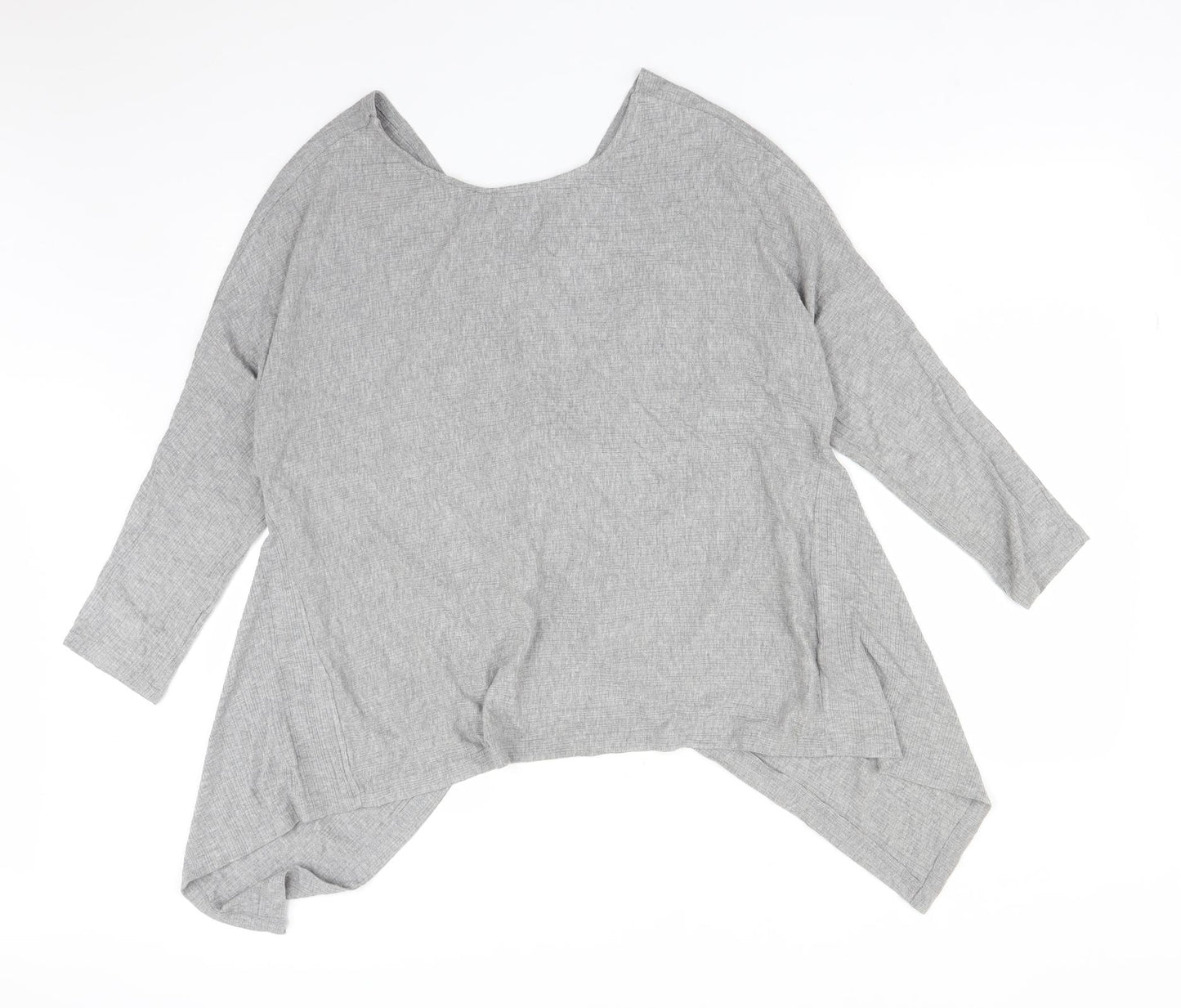 Preworn Womens Grey Striped Viscose Basic T-Shirt Size XL V-Neck