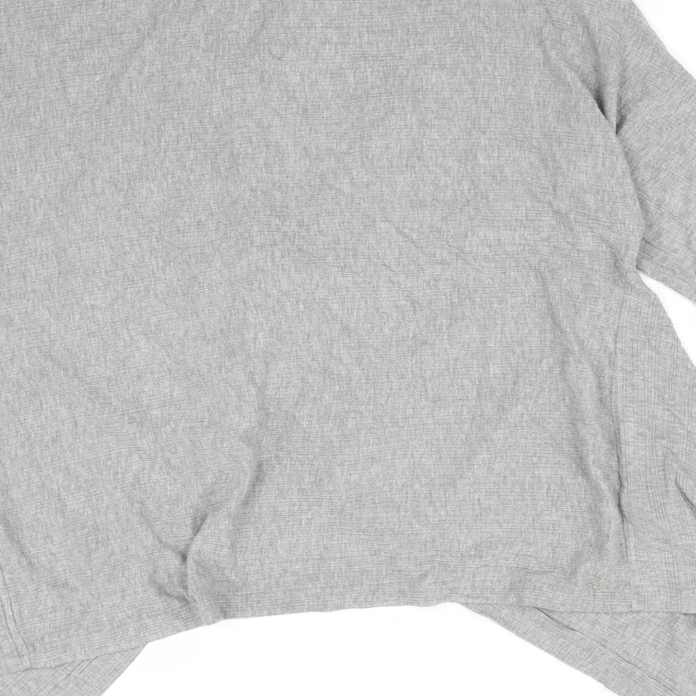 Preworn Womens Grey Striped Viscose Basic T-Shirt Size XL V-Neck