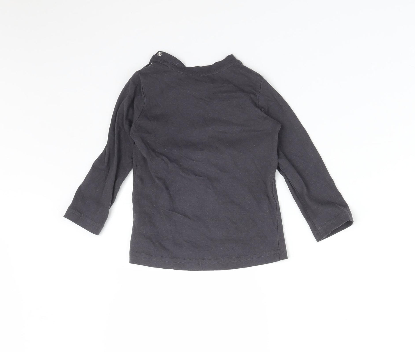 Mothercare Boys Grey  Cotton Basic T-Shirt Size 12-18 Months Round Neck  - SPOOKY