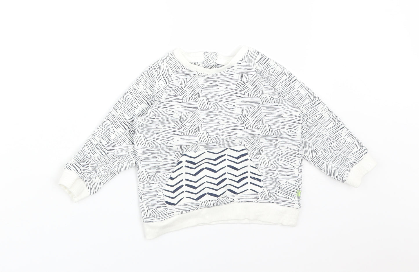 M&S  Multicoloured Geometric Cotton Basic T-Shirt Size 12-18 Months Round Neck