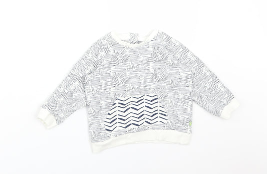 Front view of Marks & Spencer Multicoloured Geometric Cotton Basic T-Shirt, size 12-18, Months Round Neck