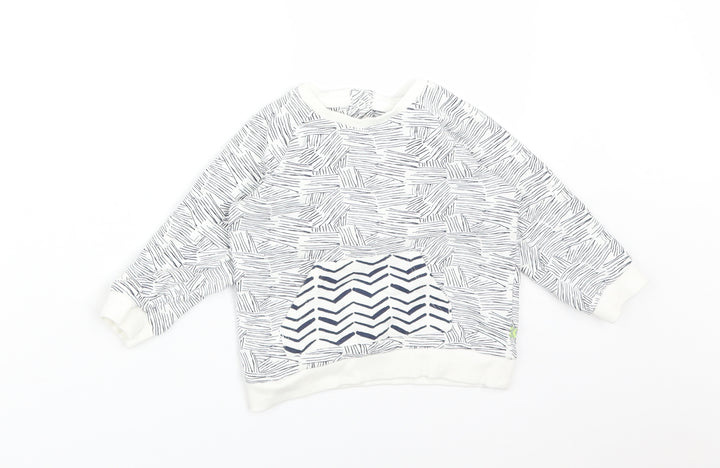 M&S  Multicoloured Geometric Cotton Basic T-Shirt Size 12-18 Months Round Neck