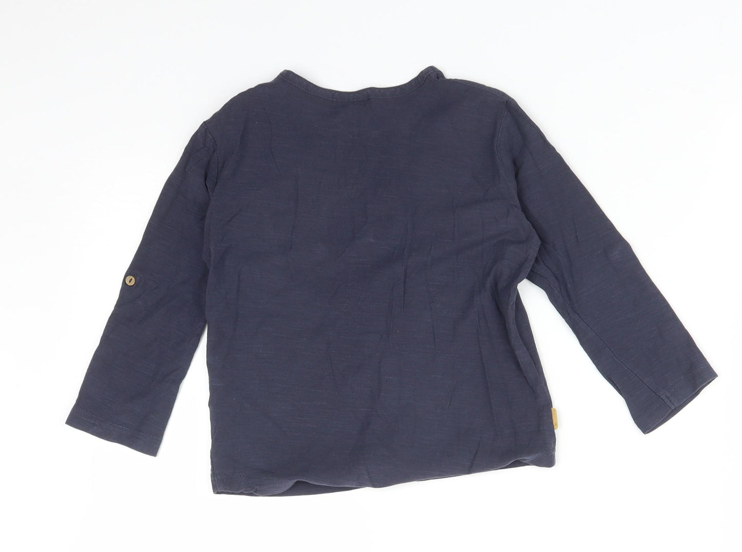 Zara Boys Blue  Cotton Basic T-Shirt Size 3-4 Years Round Neck