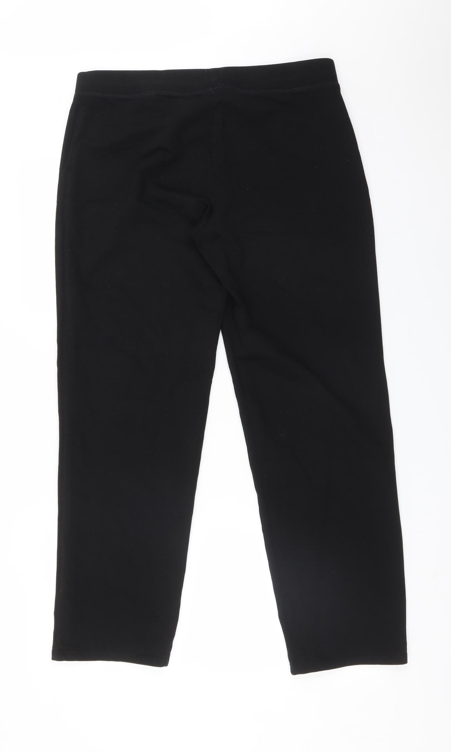 M&S Womens Black  Cotton Trousers  Size 16 L30 in Regular