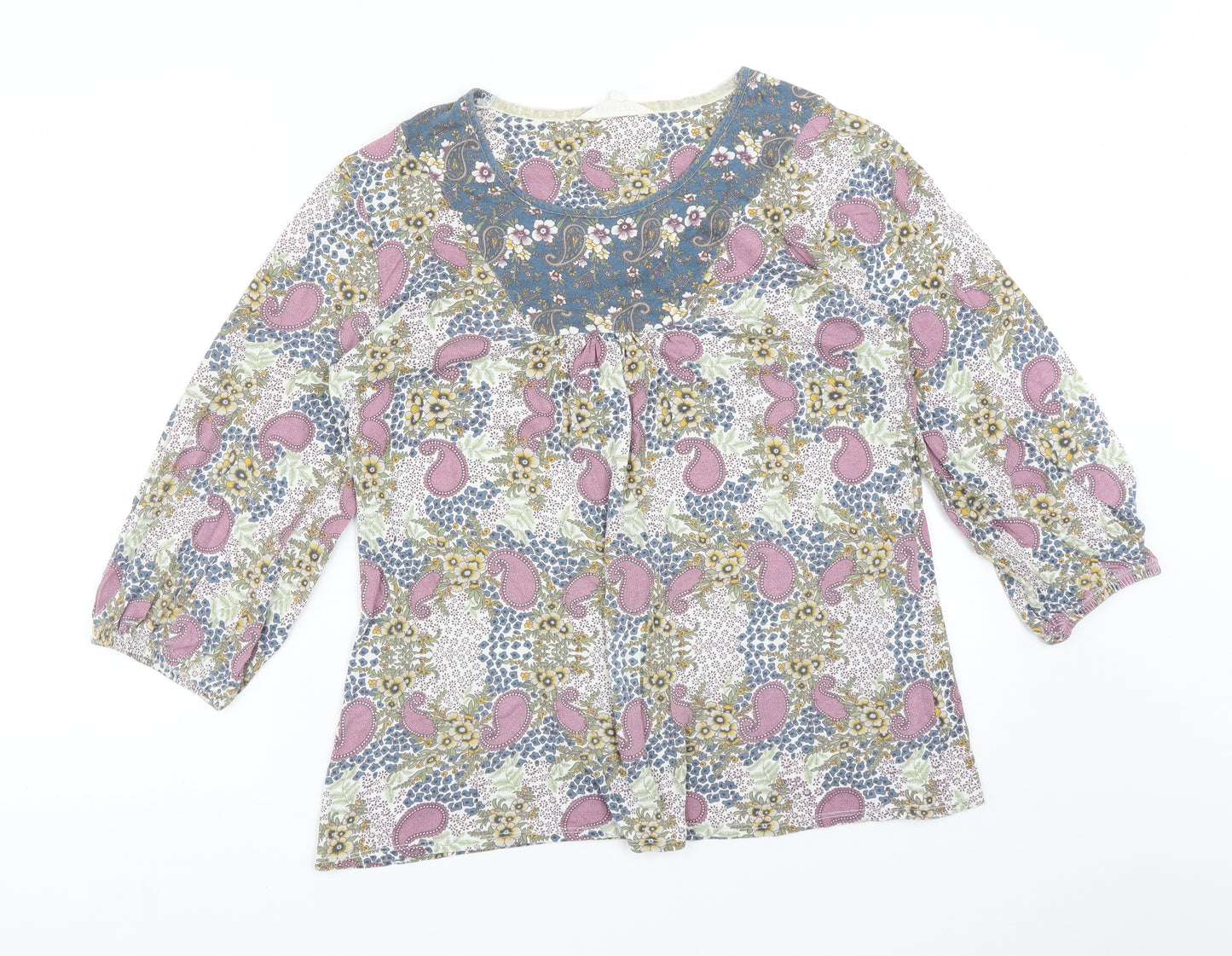 Braintree Womens Multicoloured Floral Bamboo Basic T-Shirt Size L Round Neck