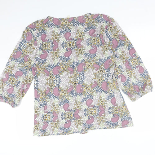 Braintree Womens Multicoloured Floral Bamboo Basic T-Shirt Size L Round Neck